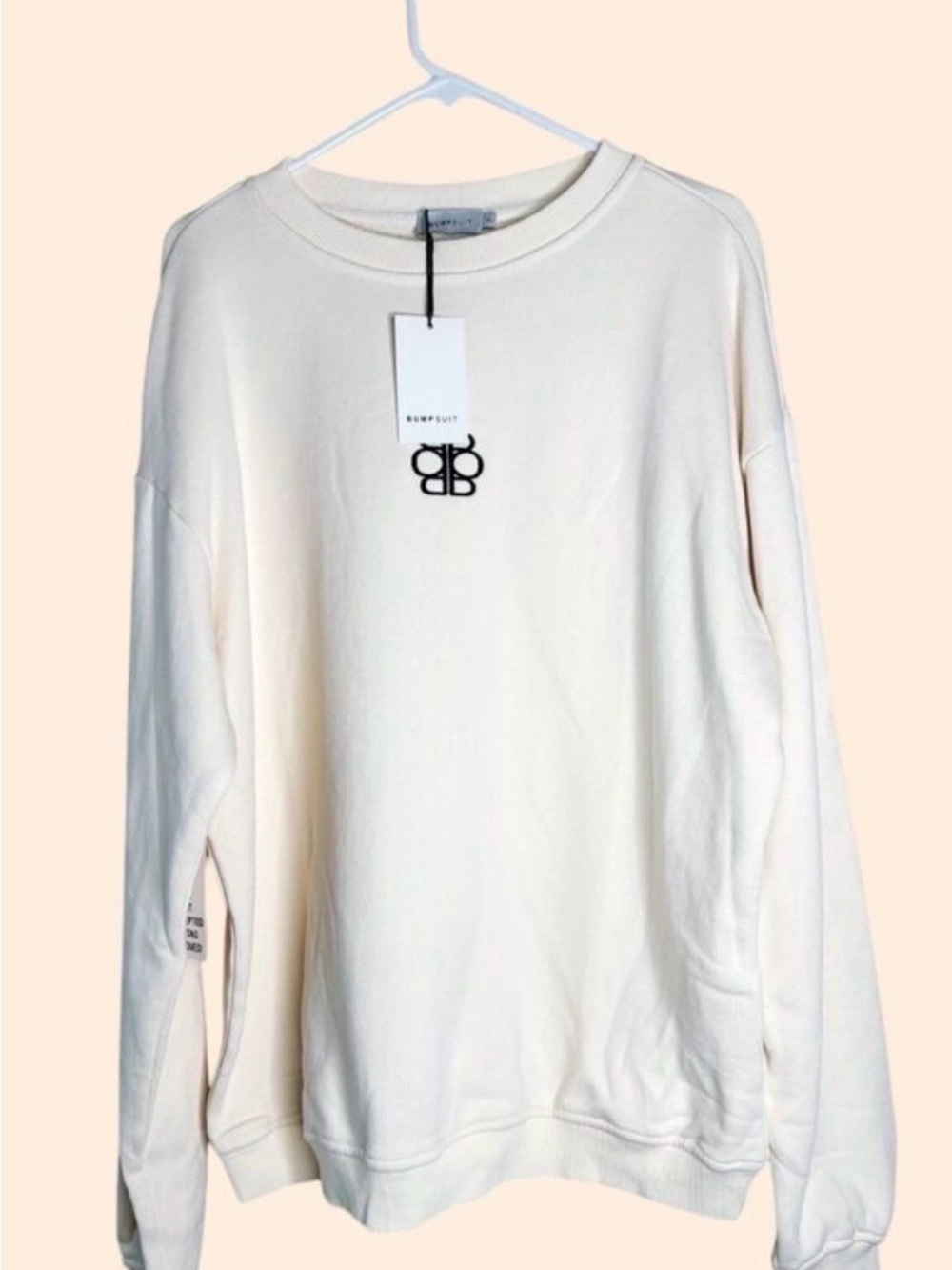 NWT IVORY/CREAM Bumpsuit Crewneck Sweater/ Sweatshirt Size Small